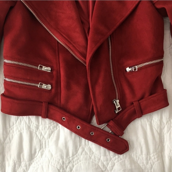Zara Suede Leather Moto Biker Jacket w Belt - Picture 10 of 14